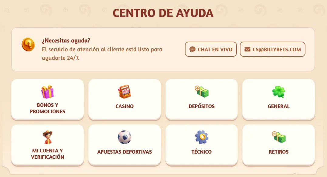 Atención al Cliente en BillyBets