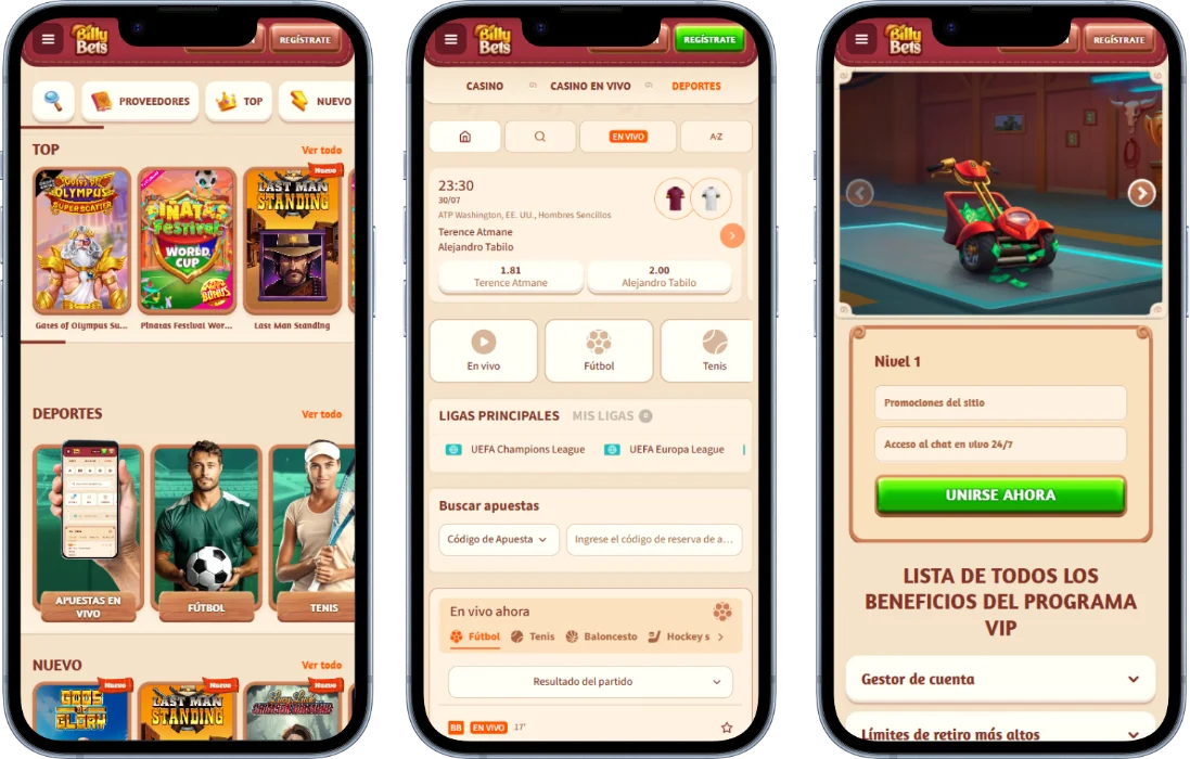 BillyBets en tu móvil